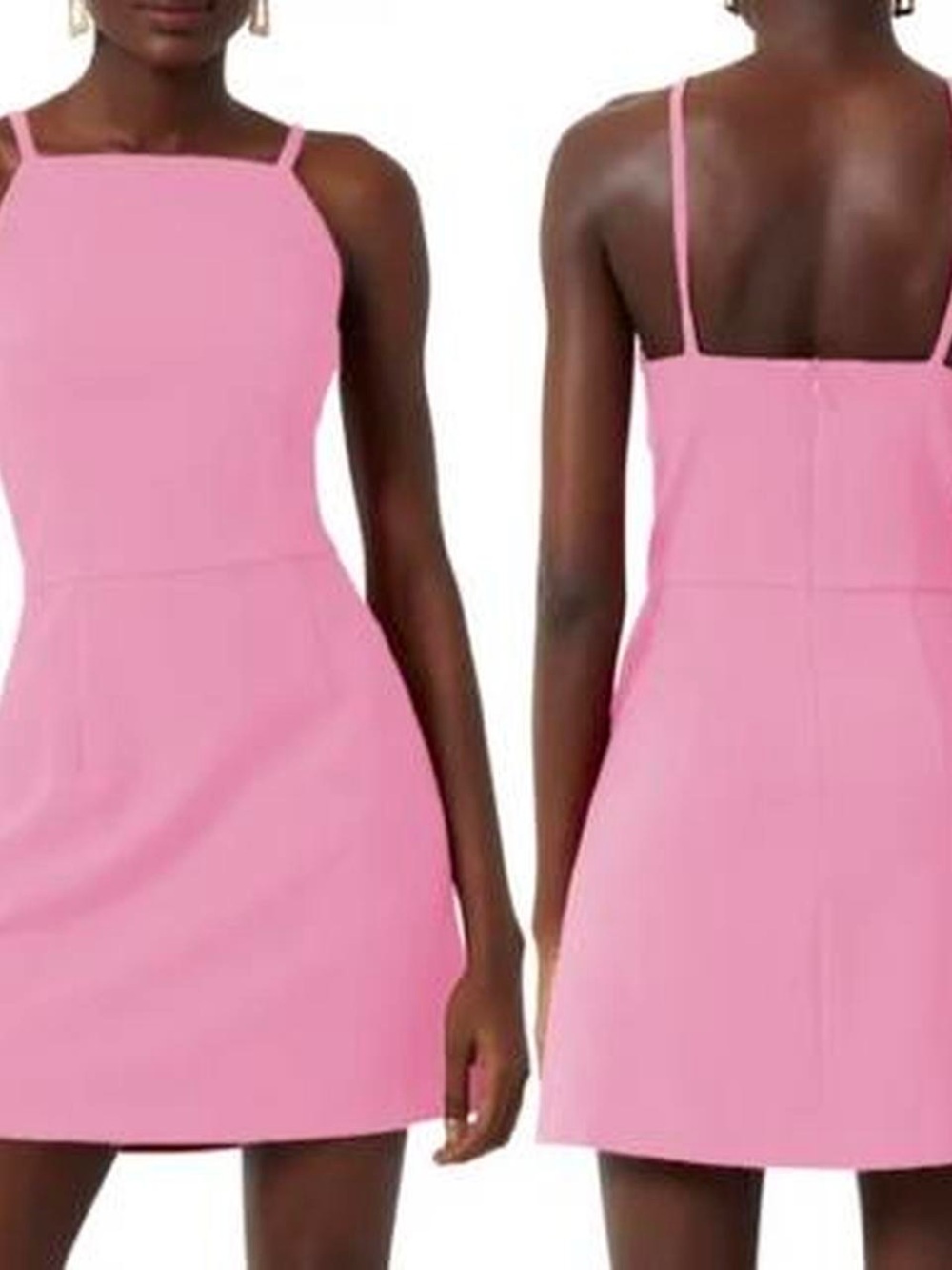 French Connection Pink Square-Neck Mini Dress